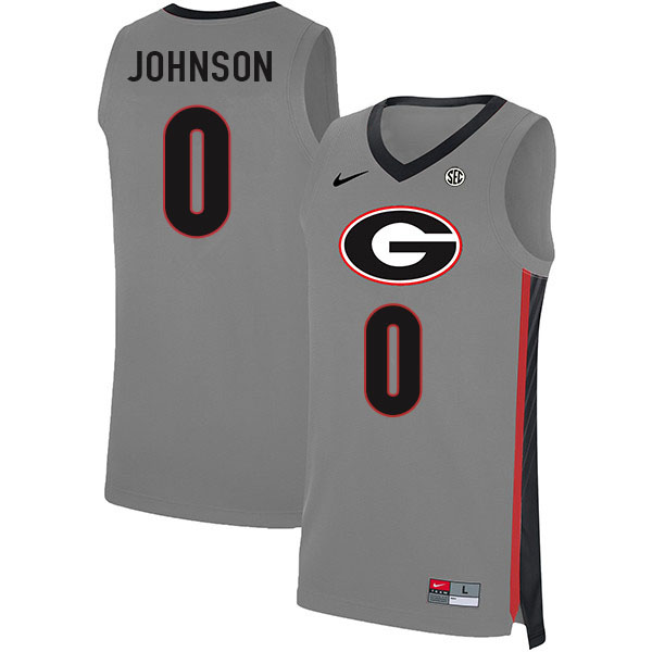 Georgia Bulldogs #0 K.D. Johnson College Basketball Jerseys Sale-Gray